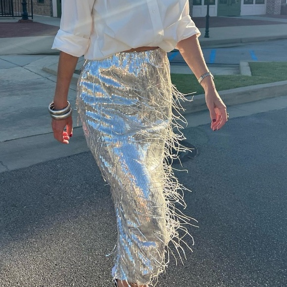 Boutique Dresses & Skirts - Silver Sequin Maxi skirt